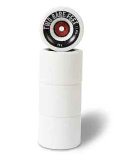 Sessions 78A Longboard Skateboard Wheels (70mm White) With Two Bare Feet Pro Series 7 Bearings