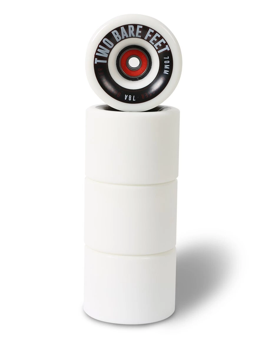 Sessions 78A Longboard Skateboard Wheels (70mm White) With Two Bare Feet Pro Series 7 Bearings 2 Sessions 78A Longboard Skateboard Wheels (70mm White) With Two Bare Feet Pro Series 7 Bearings