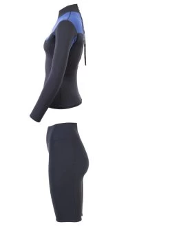 Two Bare Feet Womens Aspect Back Zip 2.5mm Wetsuit Jacket & Shorts Set (Black/Blue) -Surfline Shop wm4e96 2
