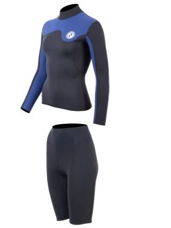 Two Bare Feet Womens Aspect Back Zip 2.5mm Wetsuit Jacket & Shorts Set (Black/Blue) -Surfline Shop wm4e96 5
