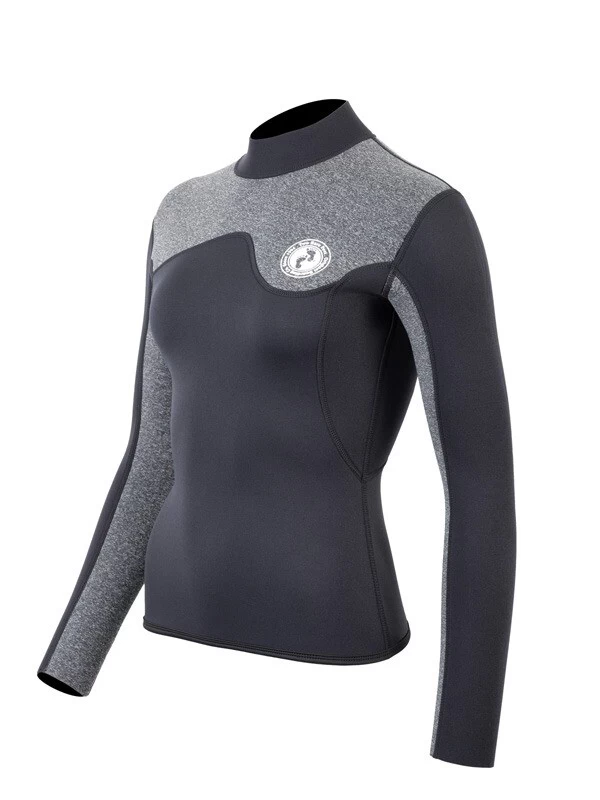 Two Bare Feet Womens Aspect Back Zip 2.5mm Wetsuit Jacket (Black/Grey) 4 Two Bare Feet Womens Aspect Back Zip 2.5mm Wetsuit Jacket (Black/Grey) - Image 2