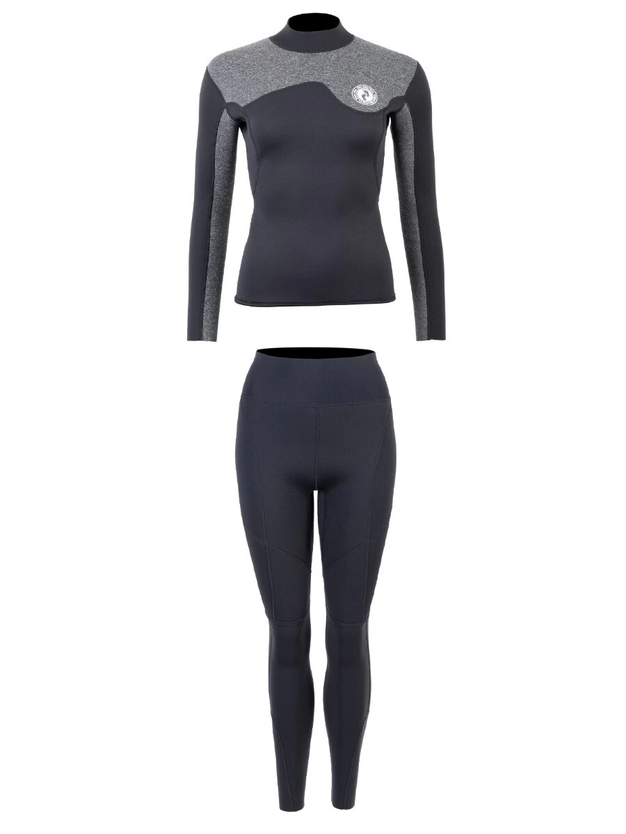 Two Bare Feet Womens Aspect Back Zip 2.5mm Wetsuit Jacket & Pants Set (Black/Grey) - Image 2