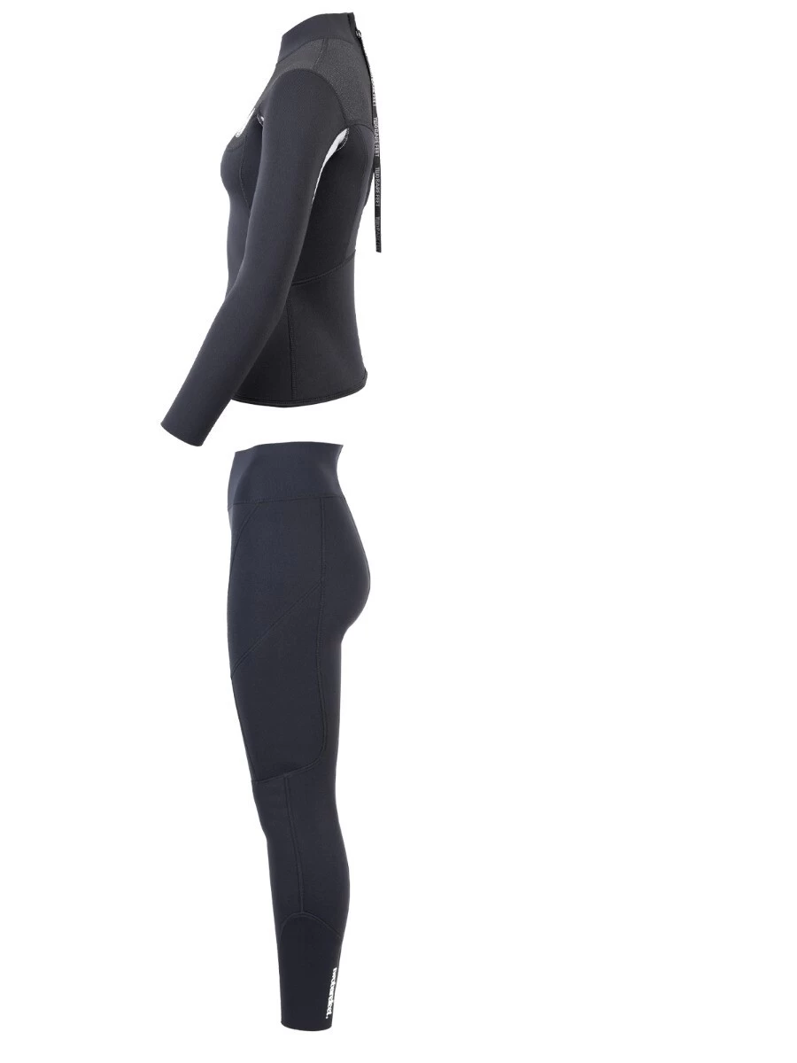 Two Bare Feet Womens Aspect Back Zip 2.5mm Wetsuit Jacket & Pants Set (Black/Grey/Grey) - Image 4