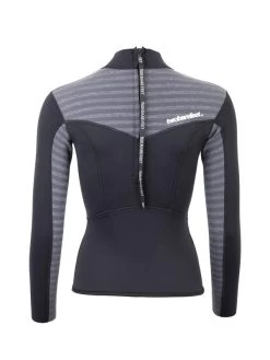 Two Bare Feet Womens Aspect Back Zip 2.5mm Wetsuit Jacket (Black/Grey Stripes) -Surfline Shop womens aspect back zip jacket black grey 5