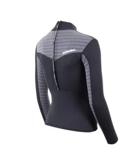 Two Bare Feet Womens Aspect Back Zip 2.5mm Wetsuit Jacket (Black/Grey Stripes) -Surfline Shop womens aspect back zip jacket black grey 6