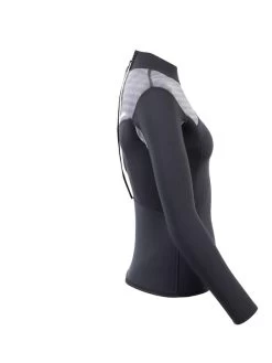 Two Bare Feet Womens Aspect Back Zip 2.5mm Wetsuit Jacket (Black/Grey Stripes) -Surfline Shop womens aspect back zip jacket black grey 7