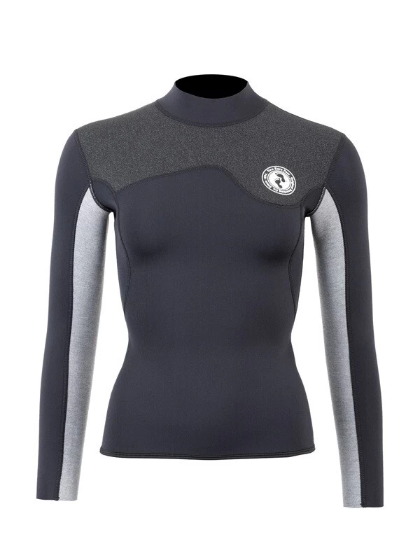 Two Bare Feet Womens Aspect Fleece Lined Zipless Thermal 2.5mm Superstretch Wetsuit Top (Black/Grey/Grey) 3 Two Bare Feet Womens Aspect Fleece Lined Zipless Thermal 2.5mm Superstretch Wetsuit Top (Black/Grey/Grey)