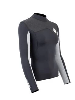 Two Bare Feet Womens Aspect Fleece Lined Zipless Thermal 2.5mm Superstretch Wetsuit Top (Black/Grey/Grey) 18 Two Bare Feet Womens Aspect Fleece Lined Zipless Thermal 2.5mm Superstretch Wetsuit Top (Black/Grey/Grey) -Surfline Shop womens aspect fleece lined thermal top black grey grey 8