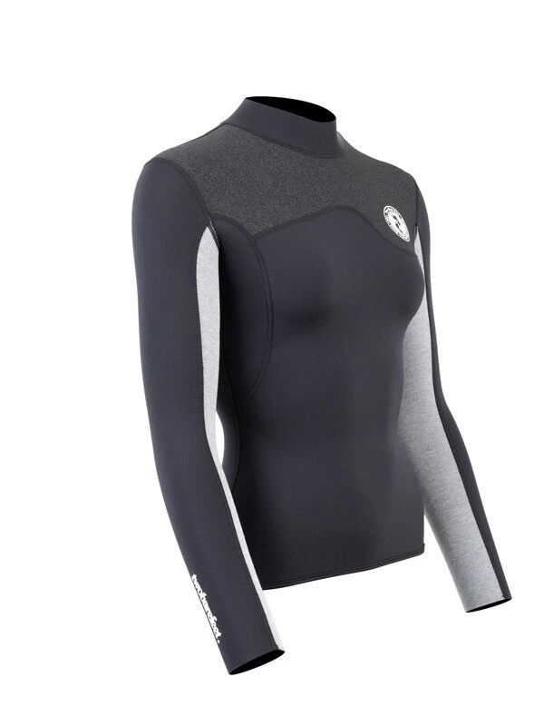 Two Bare Feet Womens Aspect Fleece Lined Zipless Thermal 2.5mm Superstretch Wetsuit Top (Black/Grey/Grey) 10 Two Bare Feet Womens Aspect Fleece Lined Zipless Thermal 2.5mm Superstretch Wetsuit Top (Black/Grey/Grey) - Image 8
