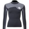 Two Bare Feet Womens Aspect Fleece Lined Zipless Thermal 2.5mm Superstretch Wetsuit Top (Black/Grey Stripe) 1 Two Bare Feet Womens Aspect Fleece Lined Zipless Thermal 2.5mm Superstretch Wetsuit Top (Black/Grey Stripe) -Surfline Shop womens aspect fleece lined thermal top black grey 1