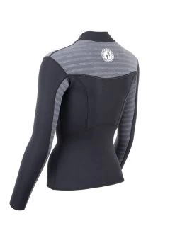 Two Bare Feet Womens Aspect Fleece Lined Zipless Thermal 2.5mm Superstretch Wetsuit Top (Black/Grey Stripe) 14 Two Bare Feet Womens Aspect Fleece Lined Zipless Thermal 2.5mm Superstretch Wetsuit Top (Black/Grey Stripe) -Surfline Shop womens aspect fleece lined thermal top black grey 4