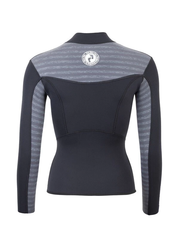 Two Bare Feet Womens Aspect Fleece Lined Zipless Thermal 2.5mm Superstretch Wetsuit Top (Black/Grey Stripe) 7 Two Bare Feet Womens Aspect Fleece Lined Zipless Thermal 2.5mm Superstretch Wetsuit Top (Black/Grey Stripe) - Image 5