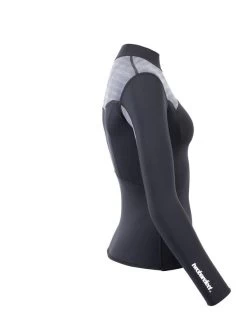 Two Bare Feet Womens Aspect Fleece Lined Zipless Thermal 2.5mm Superstretch Wetsuit Top (Black/Grey Stripe) 17 Two Bare Feet Womens Aspect Fleece Lined Zipless Thermal 2.5mm Superstretch Wetsuit Top (Black/Grey Stripe) -Surfline Shop womens aspect fleece lined thermal top black grey 7