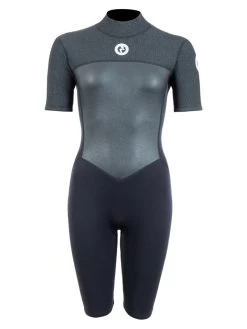 Two Bare Feet Thunderclap Pro 3/2mm Womens Shorty Wetsuit (Black/Dark Grey)