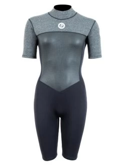 Two Bare Feet Thunderclap Pro 3/2mm Womens Shorty Wetsuit (Black/Delta Grey)