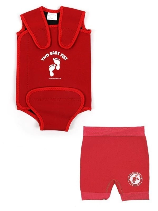 Essentials Baby Swim Kit - Wrap + Nappy Shorts (Red) 3 Essentials Baby Swim Kit - Wrap + Nappy Shorts (Red)