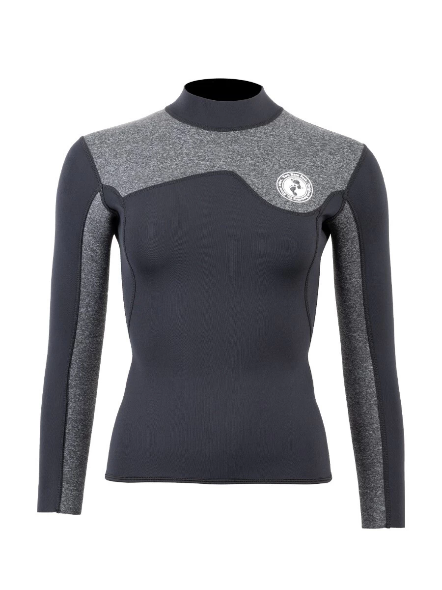 Two Bare Feet Womens Aspect Fleece Lined Zipless Thermal 2.5mm Superstretch Wetsuit Top & Hotpants Set (Black/Grey) 7 Two Bare Feet Womens Aspect Fleece Lined Zipless Thermal 2.5mm Superstretch Wetsuit Top & Hotpants Set (Black/Grey) - Image 5