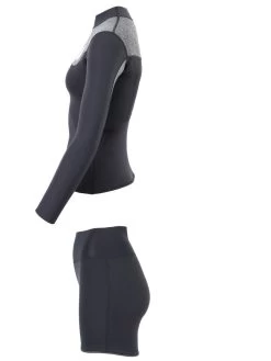 Two Bare Feet Womens Aspect Fleece Lined Zipless Thermal 2.5mm Superstretch Wetsuit Top & Hotpants Set (Black/Grey) 13 Two Bare Feet Womens Aspect Fleece Lined Zipless Thermal 2.5mm Superstretch Wetsuit Top & Hotpants Set (Black/Grey) -Surfline Shop wswyss 1 1