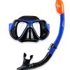 X-Dive Silicone Mask & Dry Top Snorkel 2pc Set (Blue / Black) -Surfline Shop x dive silicone mask dry top snorkel 2pc set black blue 1