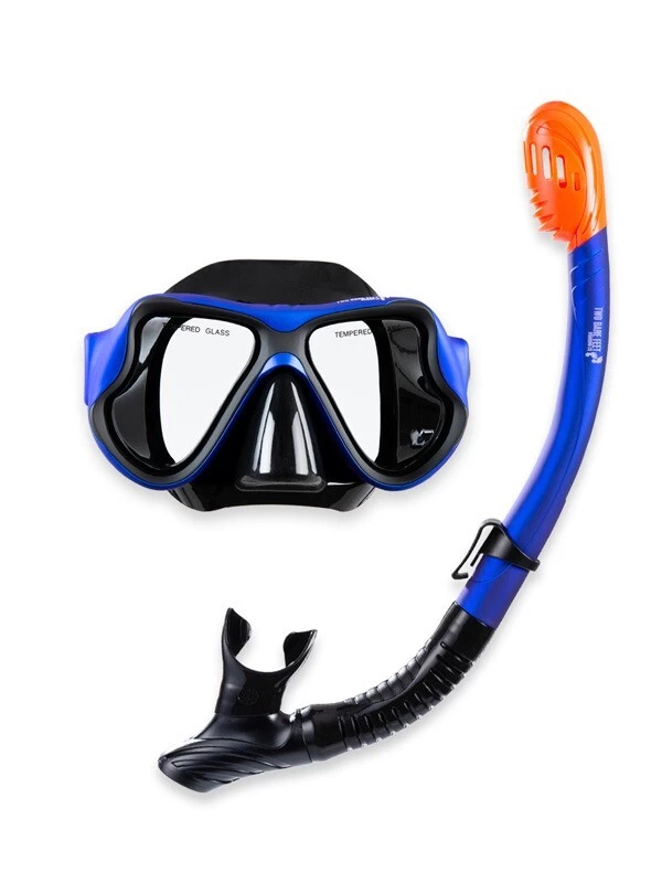 Surfline Shop -Surfline Shop x dive silicone mask dry top snorkel 2pc set black blue 1