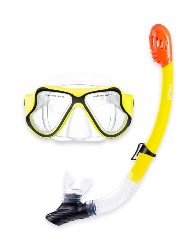 X-Dive Silicone Mask & Dry Top Snorkel 2pc Set (Yellow / Clear)