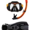 X-Dive Silicone Mask Snorkel & F70 Fins 3pc Set (Orange / Black) -Surfline Shop x dive silicone mask snorkel f70 fins 3pc set orange black